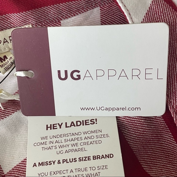 WASHINGTON STATE COUGARS NWT RED AND WHITE BUFFALO CHECK PLAID BLOUSE TOP MEDIUM - Picture 5 of 10